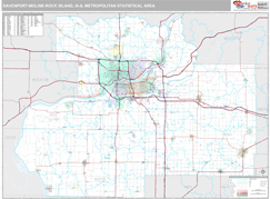 Davenport-Moline-Rock Island Metro Area Digital Map Premium Style